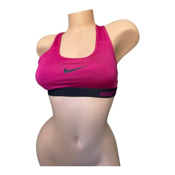 Nike Pro Classic Padded Sports Bra extra small Pink & black elastic band & logo - Picture 3 of 11